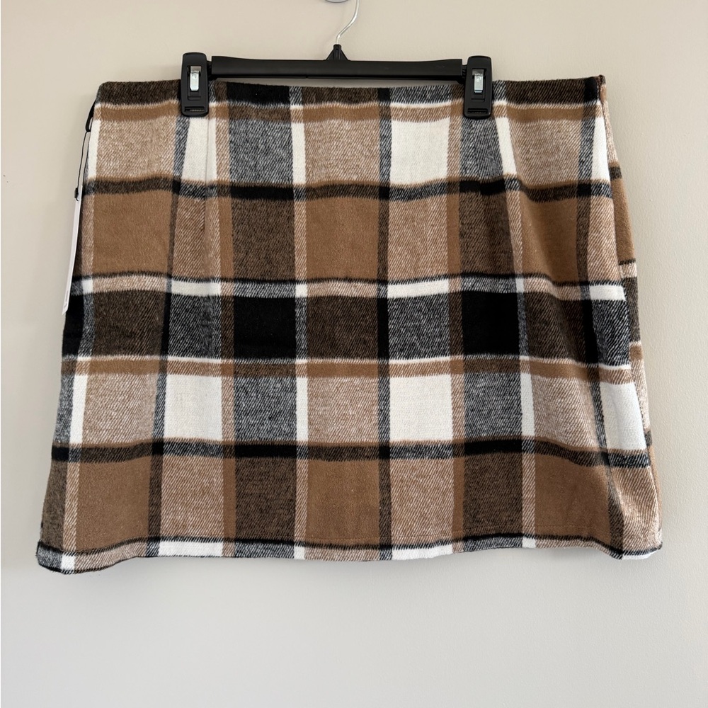 NWT Womens XXL Plaid Soft Wool Blend Mini Lined Skirt Side Zip Comfortable Skirt